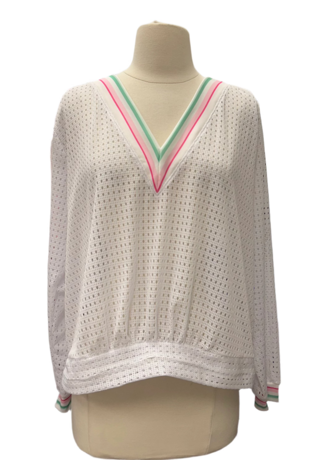 Lucky in Love Performance V-Neck Pullover - White - X-Large - Skorzie