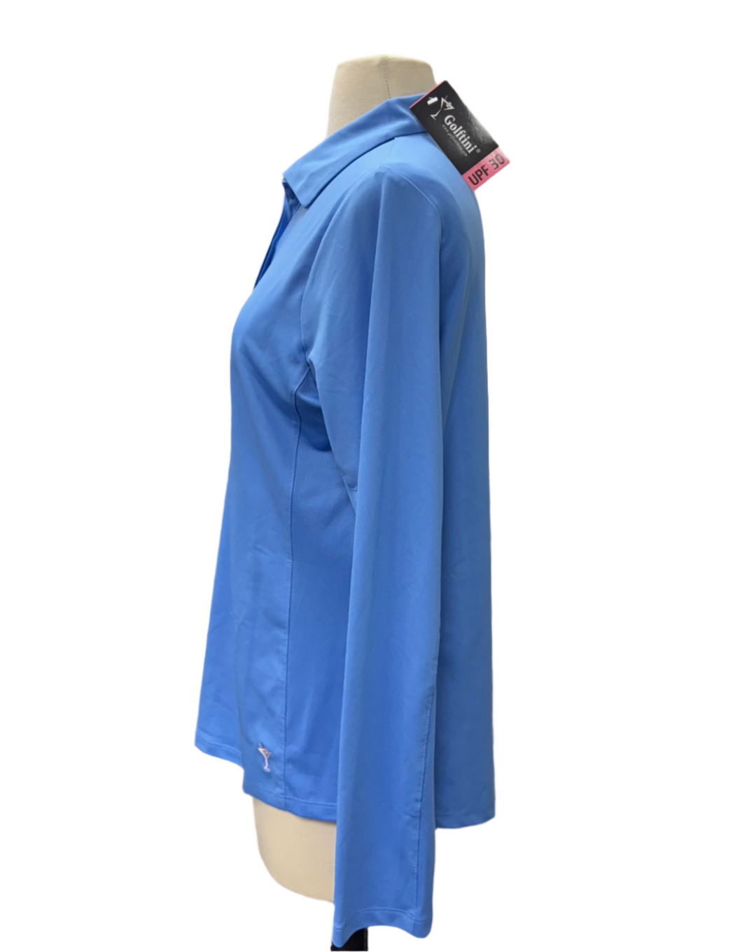 Golftini Long Sleeve Ruffle Polo - Blue - Large - Skorzie