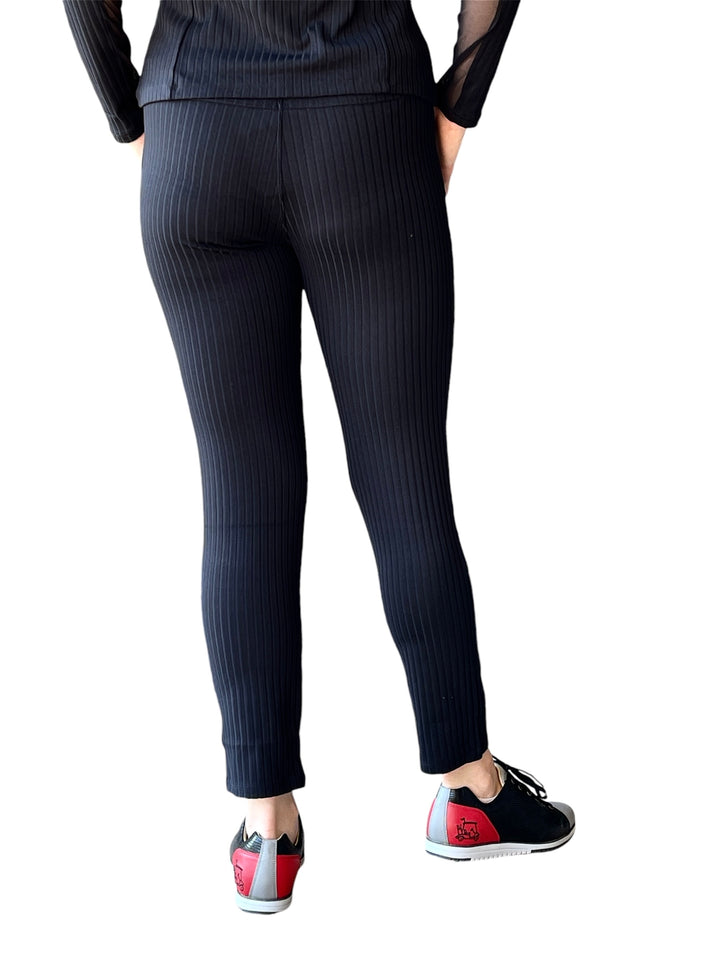 Amy Sport Nikki Pull On Pant- Black Ribbed