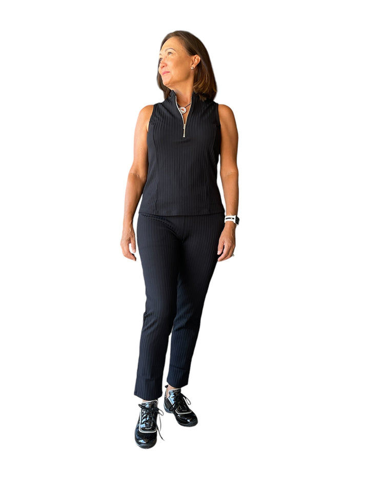 Amy Sport Nikki Pull On Pant- Black Ribbed