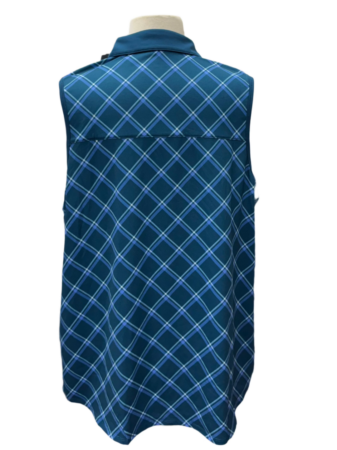 Puma Plaid Sleeveless Polo - Ocean - Skorzie