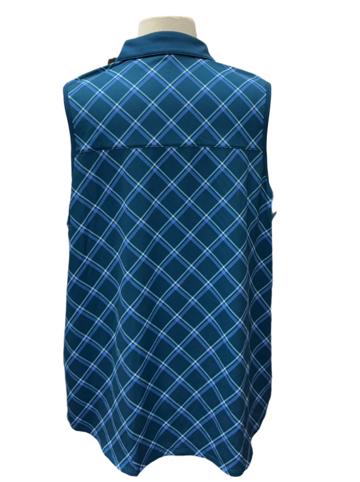 Puma Plaid Sleeveless Polo - Ocean - Skorzie
