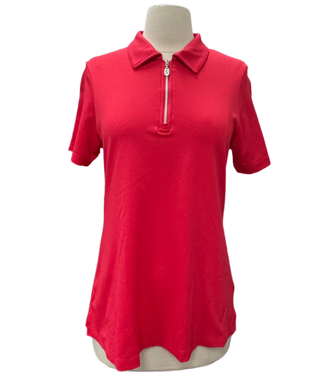 Sofibella Short Sleeve Polo - Red - Large - Skorzie