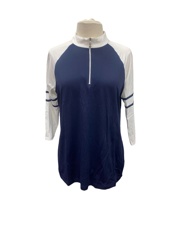 Sport Haley Half Sleeve Quarter Zip Top - Navy/White - X-Larger