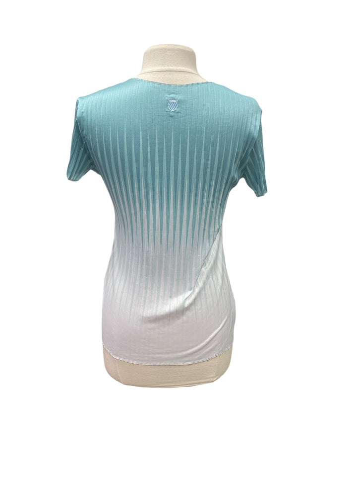 K-Swiss Pleated Short Sleeve Crew-Medium-Turquoise/White - NWT