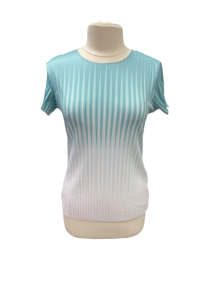 K-Swiss Pleated Short Sleeve Crew-Medium-Turquoise/White - NWT