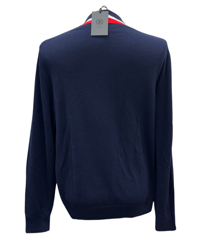 G/FORE Collar Striped Crewneck Sweater - Twilight - Medium - Skorzie