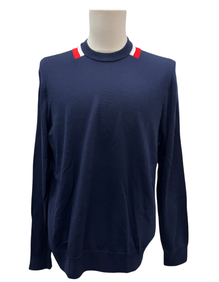 G/FORE Collar Striped Crewneck Sweater - Twilight - Medium - Skorzie