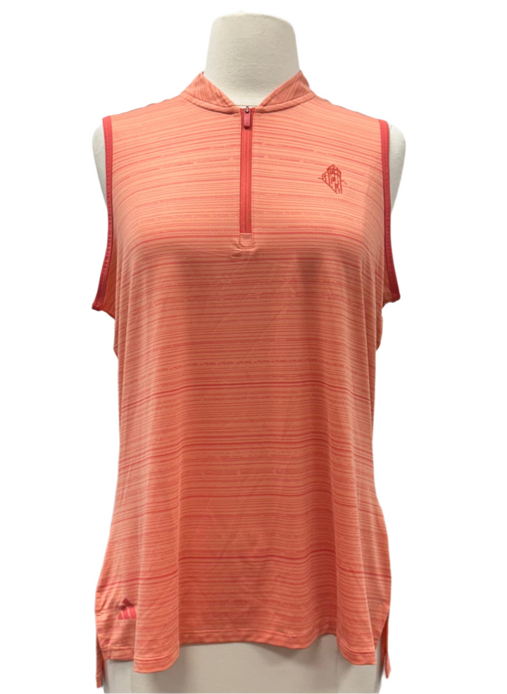 Adidas Ultimate Sleeveless Zip Top (w/ logo) - Orange - Medium - Skorzie