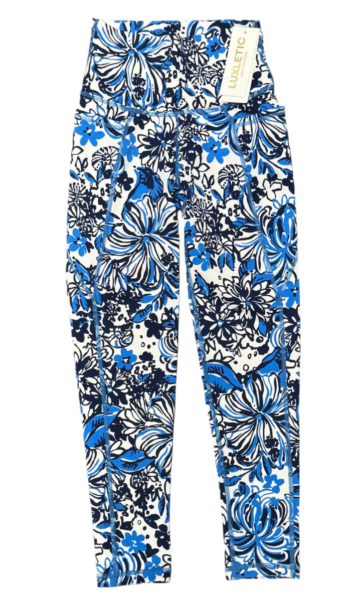Lilly Pulitzer Luxletic Midi Legging - Floral Blue - X-Small - Skorzie
