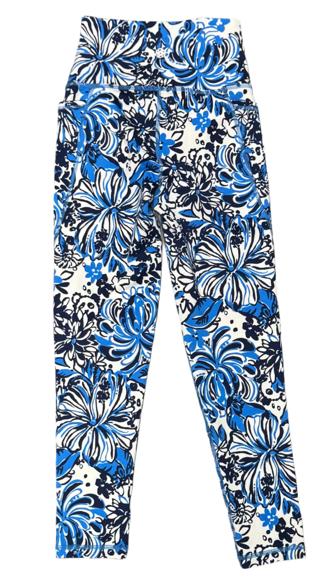 Lilly Pulitzer Luxletic Midi Legging - Floral Blue - X-Small - Skorzie