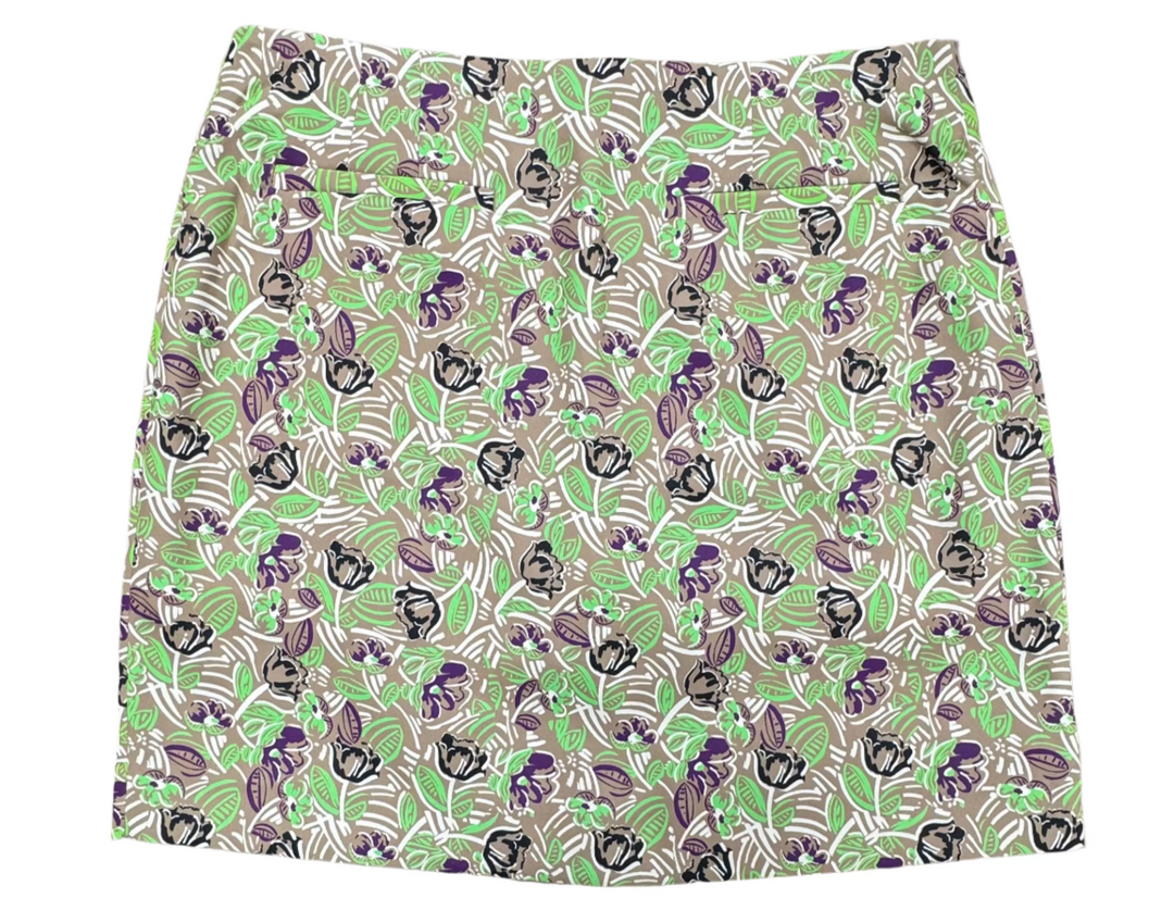 Tory Burch Twill Pattern Golf Skort - Floral Beige - Size 6 - Skorzie