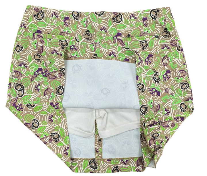 Tory Burch Twill Pattern Golf Skort - Floral Beige - Size 6 - Skorzie