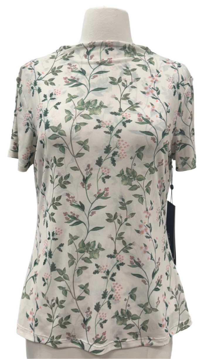 A. Putnam Luxe Opaque Short Sleeve Top - Garden Print - Small - Skorzie