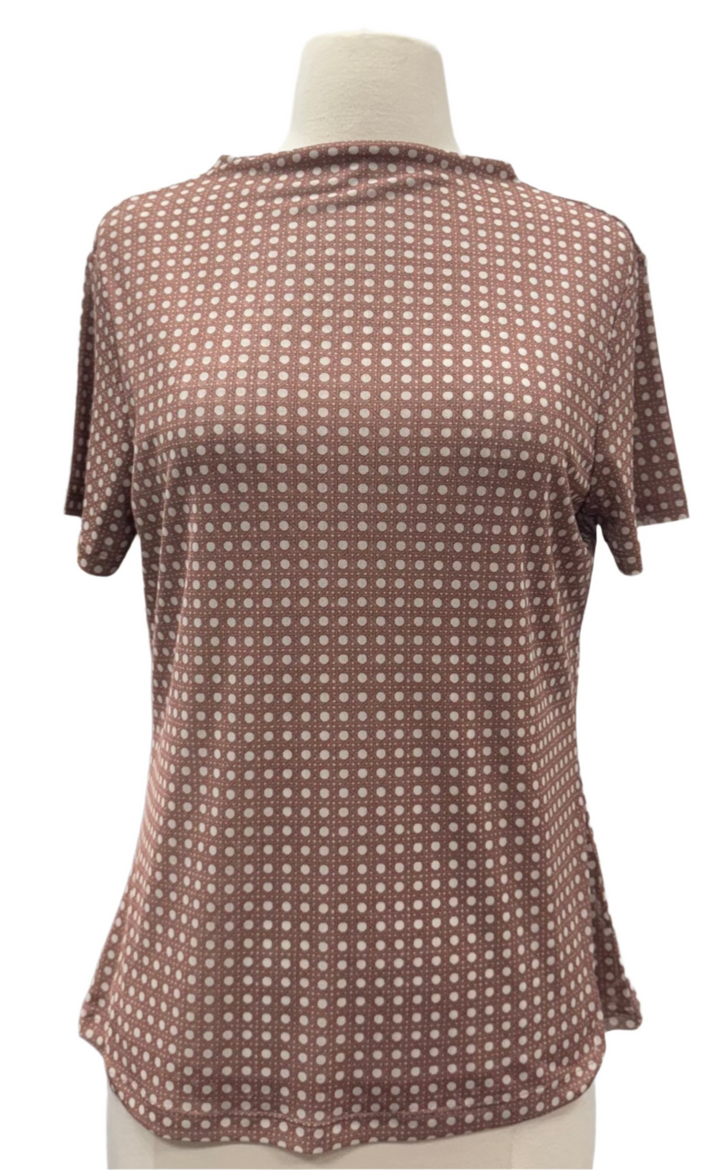 A. Putnam Luxe Opaque Short Sleeve Top - Mauve Rattan - Small - Skorzie
