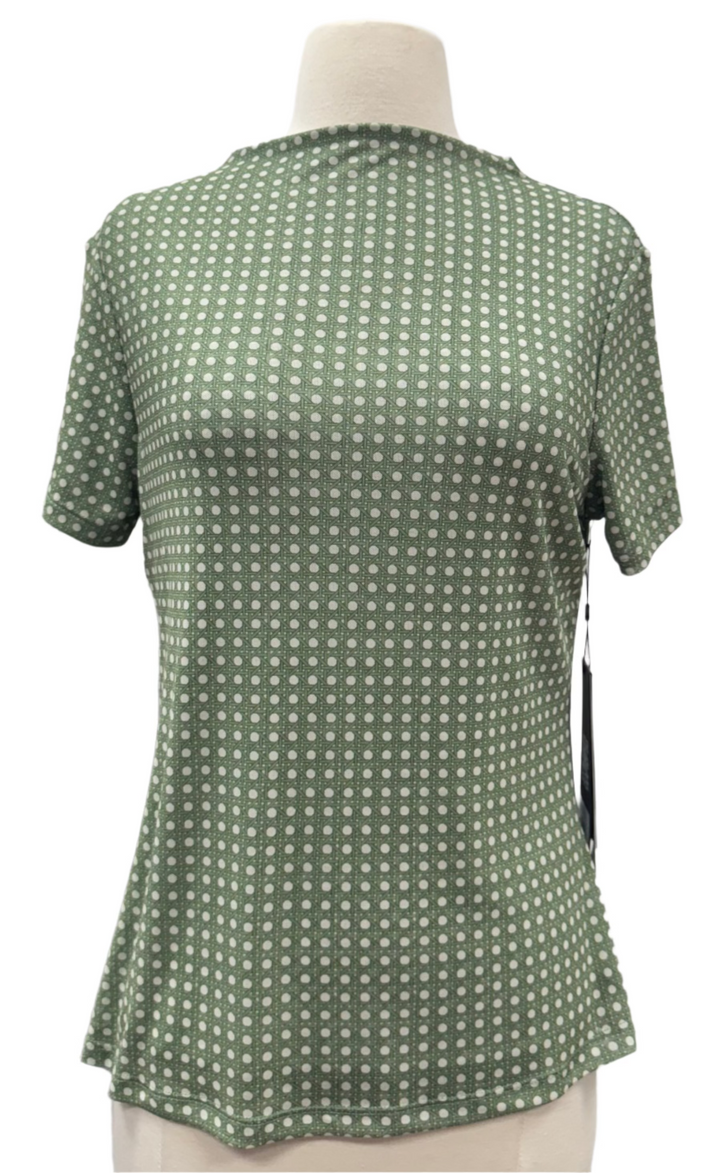 A. Putnam Luxe Opaque Short Sleeve Top - Chive Rattan - Small - Skorzie