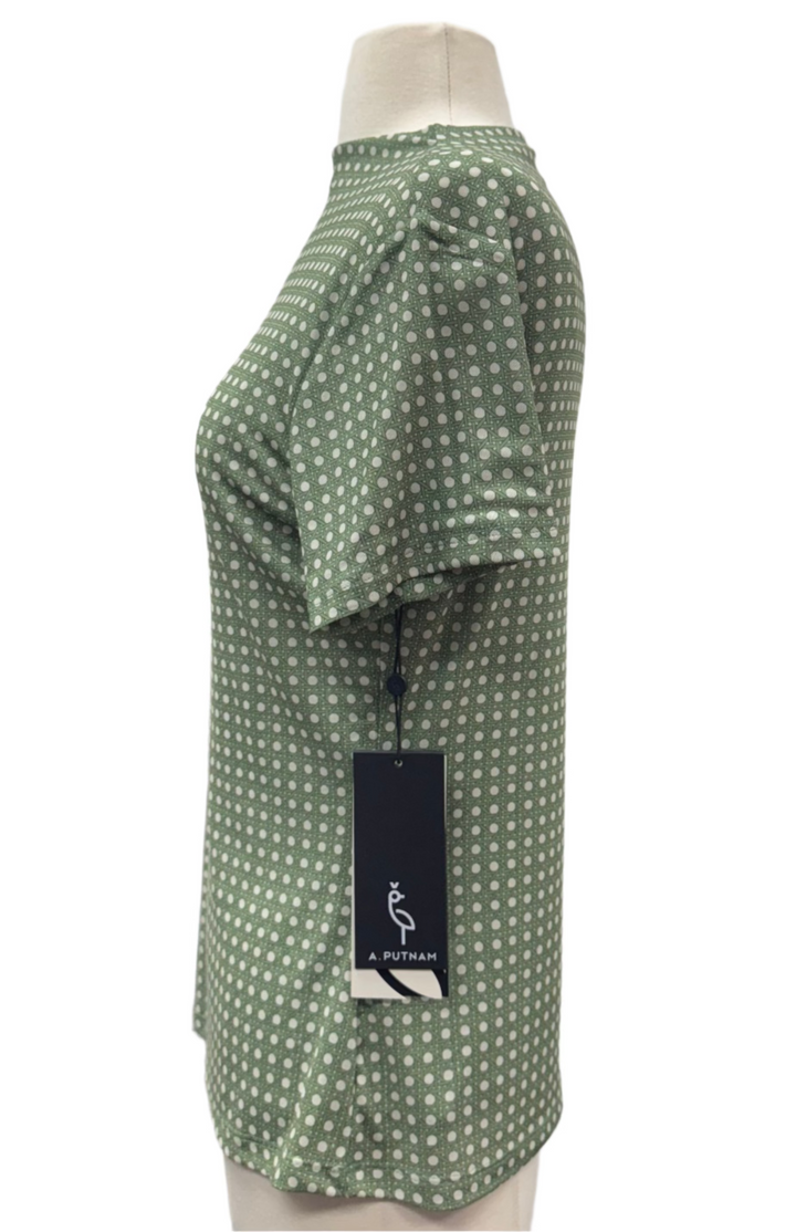 A. Putnam Luxe Opaque Short Sleeve Top - Chive Rattan - Small - Skorzie