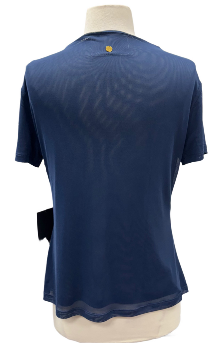 A. Putnam Luxe Opaque Short Sleeve Top - Blue - Small - Skorzie