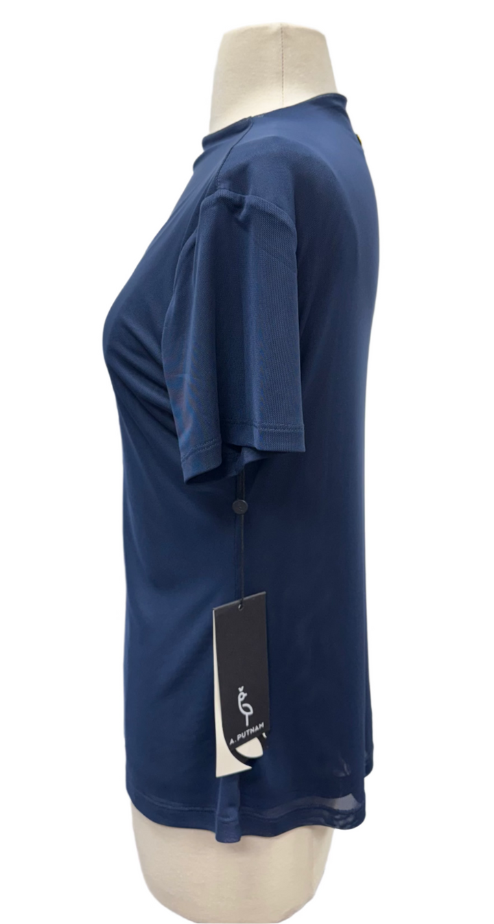A. Putnam Luxe Opaque Short Sleeve Top - Blue - Small - Skorzie