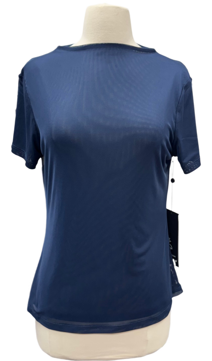 A. Putnam Luxe Opaque Short Sleeve Top - Blue - Small - Skorzie