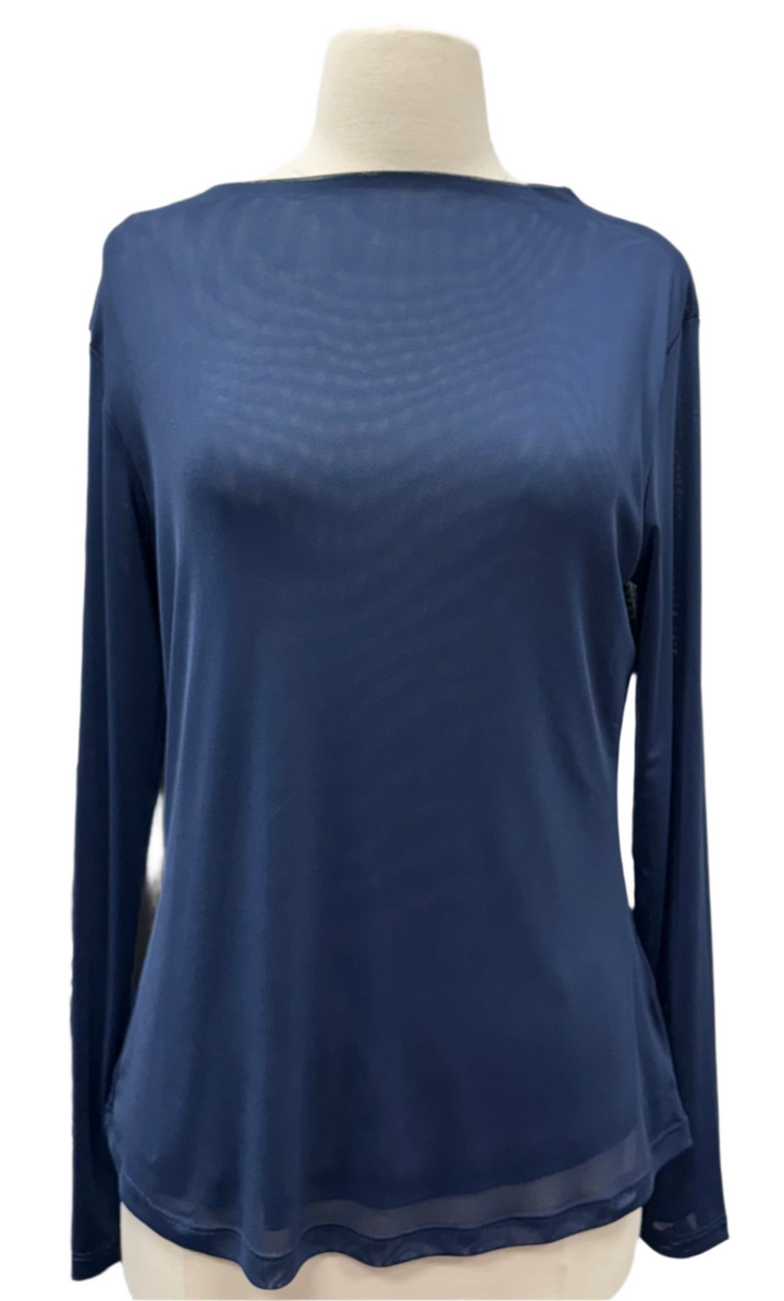 A. Putnam Luxe Opaque Long Sleeve Top - Blue - Small - Skorzie