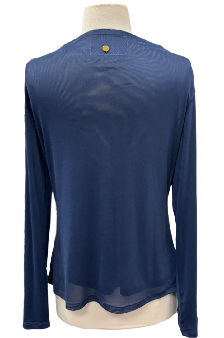 A. Putnam Luxe Opaque Long Sleeve Top - Blue - Small - Skorzie