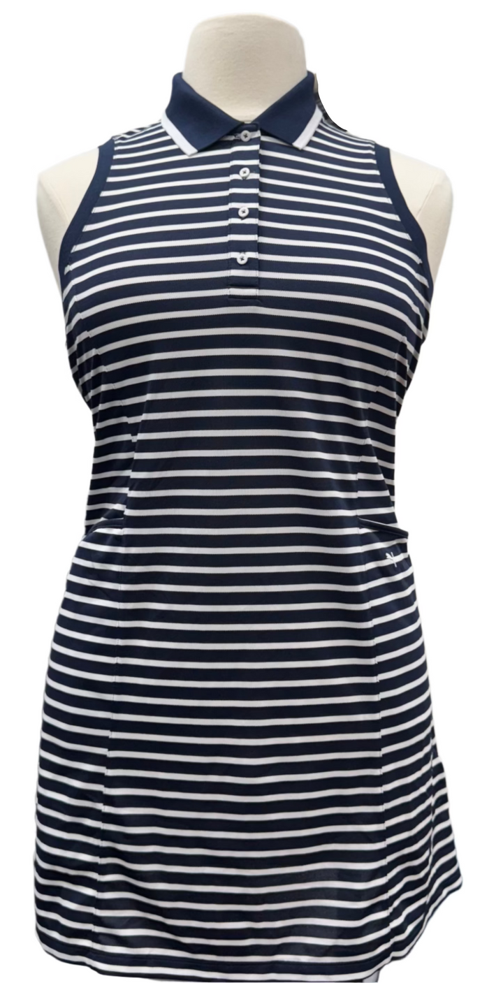 Puma Everyday Stripe Pique Dress  - Navy/White - Large - Skorzie