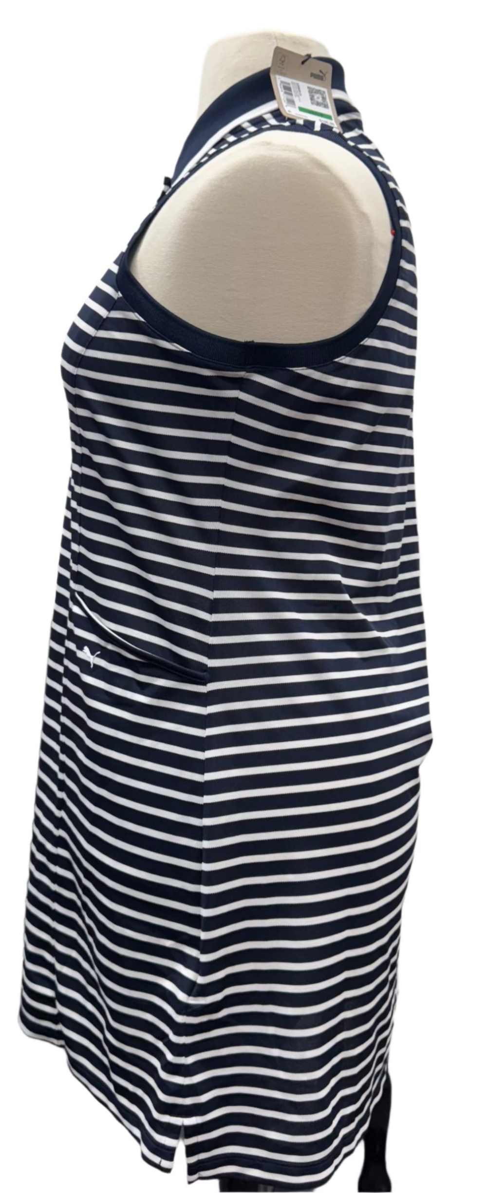 Puma Everyday Stripe Pique Dress  - Navy/White - Large - Skorzie