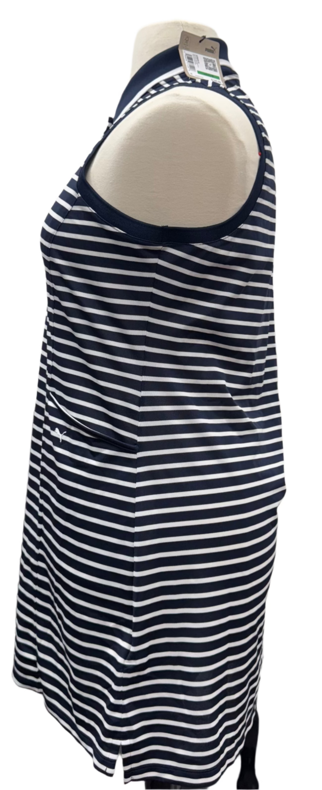 Puma Everyday Stripe Pique Dress  - Navy/White - Large - Skorzie