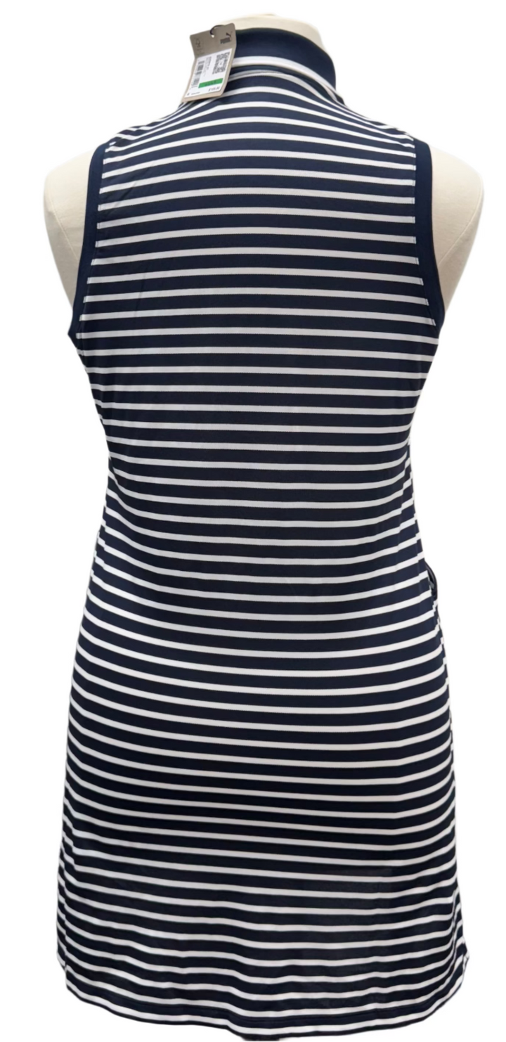 Puma Everyday Stripe Pique Dress  - Navy/White - Large - Skorzie