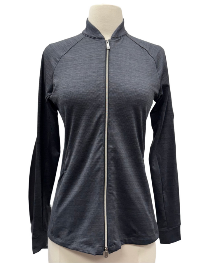 Dunning Golf Skylar Jersey Performance Full-Zip Jacket - Black Heather - Skorzie