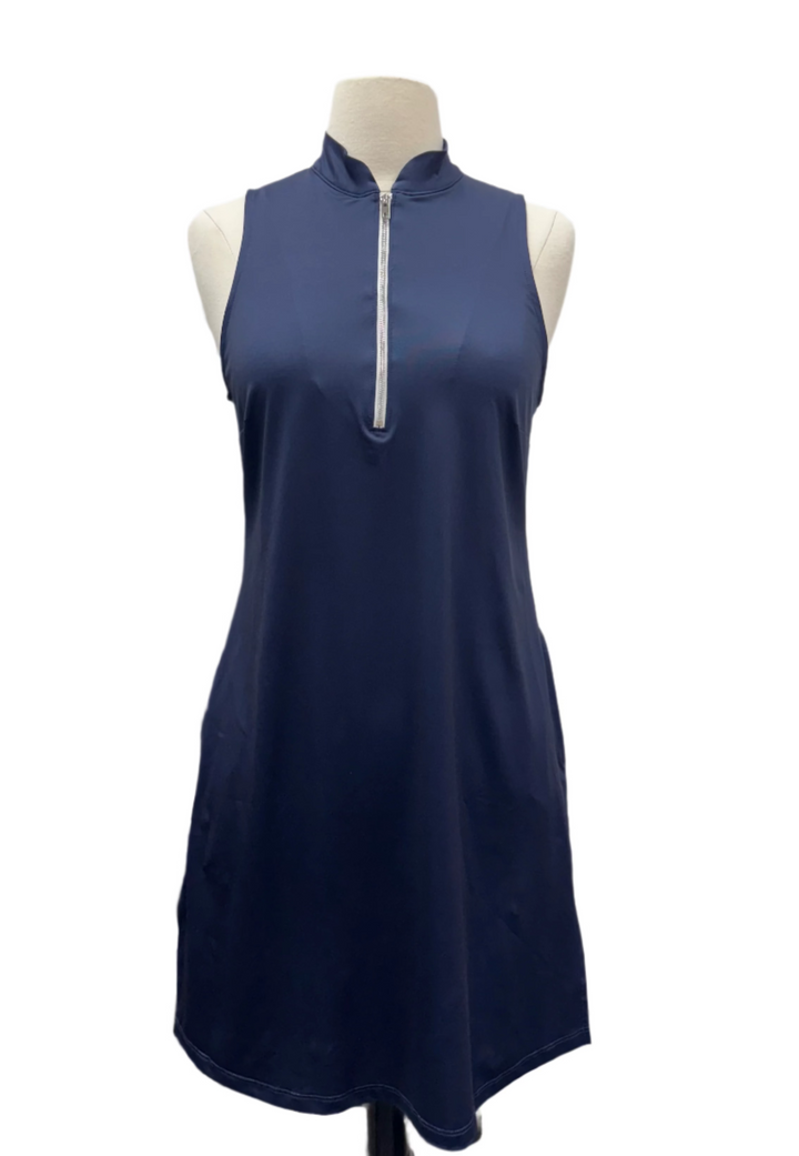 Amy Sport Course to Cocktails Sleeveless Shirtdress - Navy - X-Small-P - Skorzie