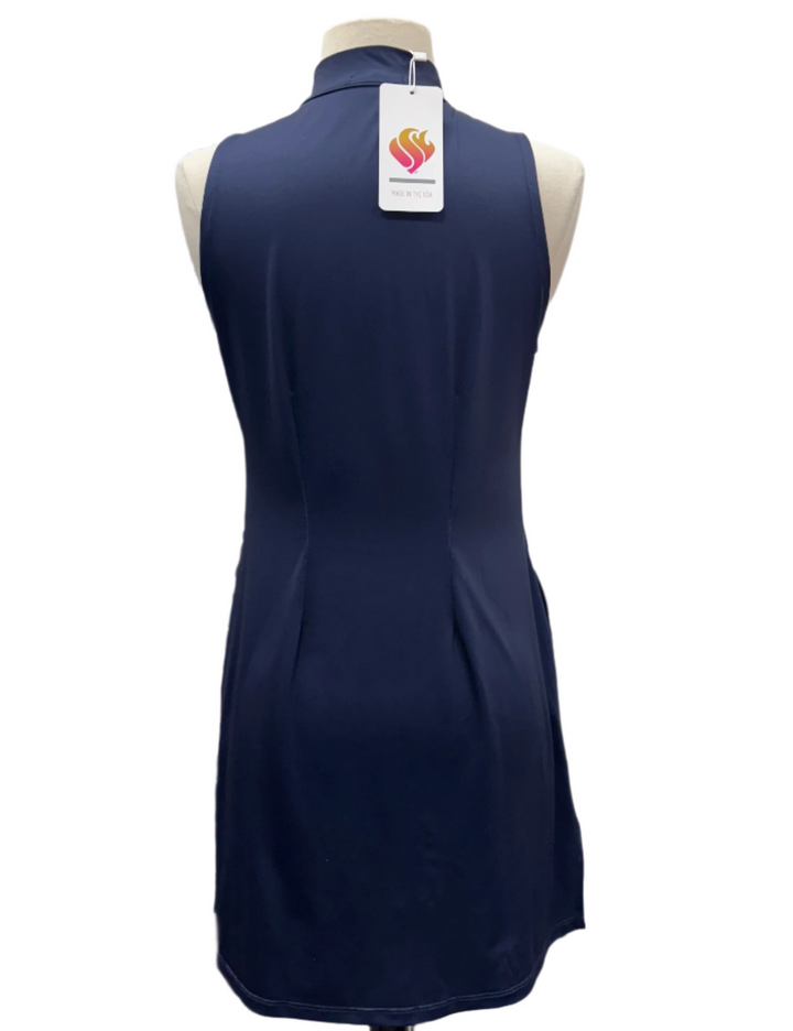 Amy Sport Course to Cocktails Sleeveless Shirtdress - Navy - X-Small-P - Skorzie