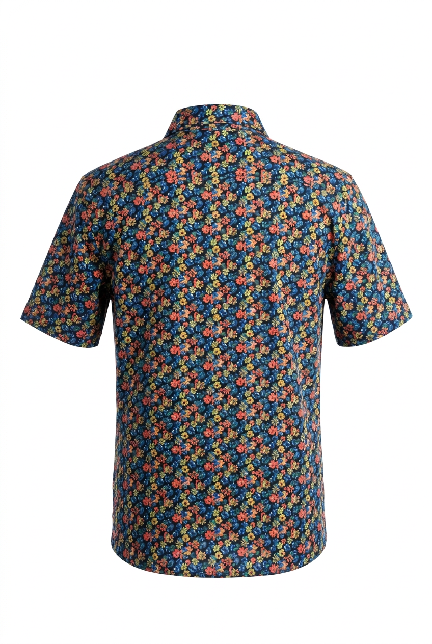RLX Ralph Lauren Mens Short Sleeve floral Print Button Polo (w/logo) - Black/Multicolored - Skorzie
