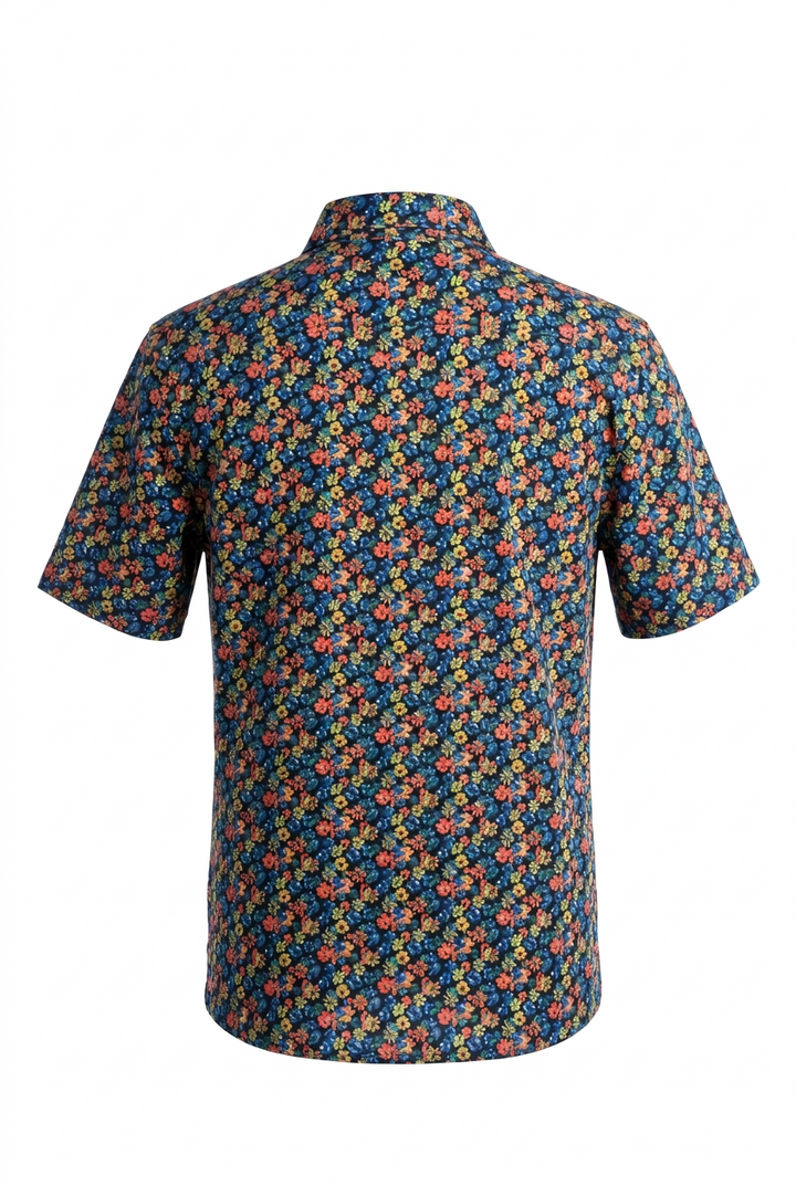 RLX Ralph Lauren Mens Short Sleeve floral Print Button Polo (w/logo) - Black/Multicolored - Skorzie