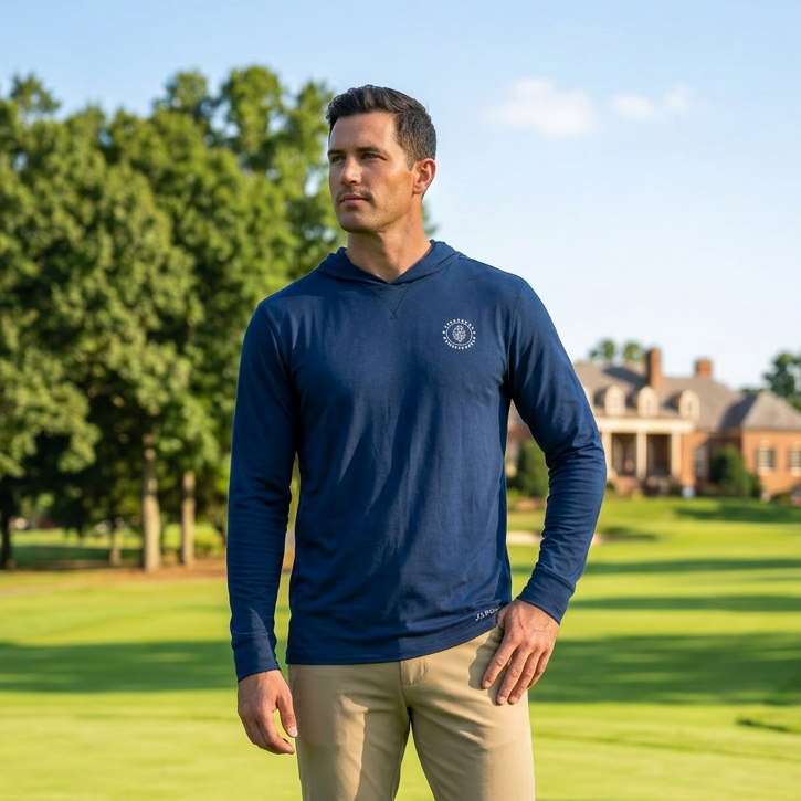 2UNDR Mens Long Sleeve Hooded Tee - Pacific Navy - Skorzie