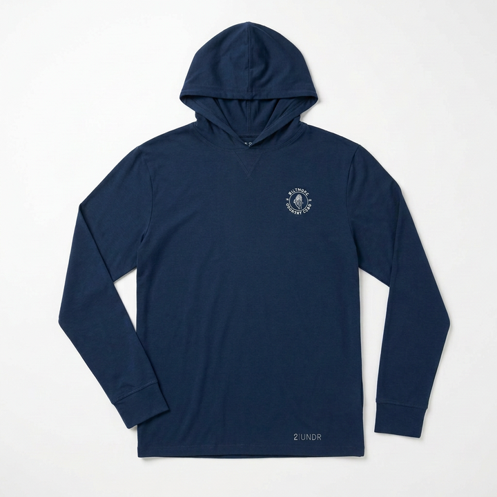 2UNDR Mens Long Sleeve Hooded Tee - Pacific Navy - Skorzie