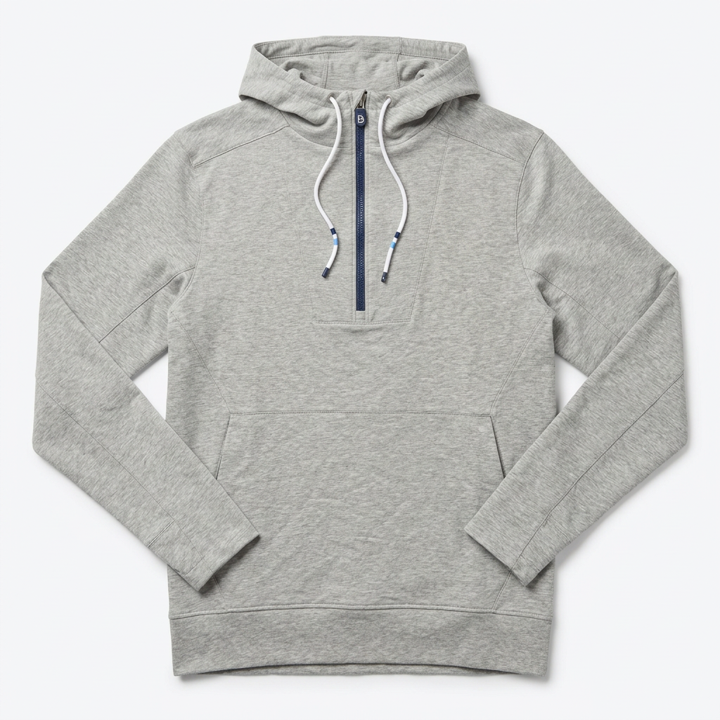 B Draddy Mens Long Sleeve Zip Mock Hoodie - Grey/Multicolored - Skorzie