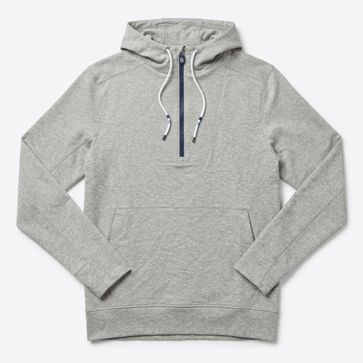 B Draddy Mens Long Sleeve Zip Mock Hoodie - Grey/Multicolored - Skorzie
