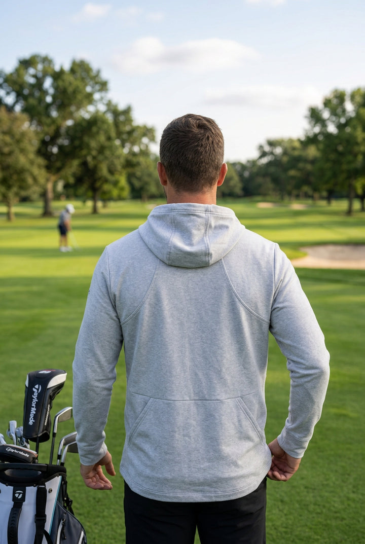 Zero Restriction Mens Long Sleeve Ellie Zip Mock Hoodie  - Silver - Skorzie