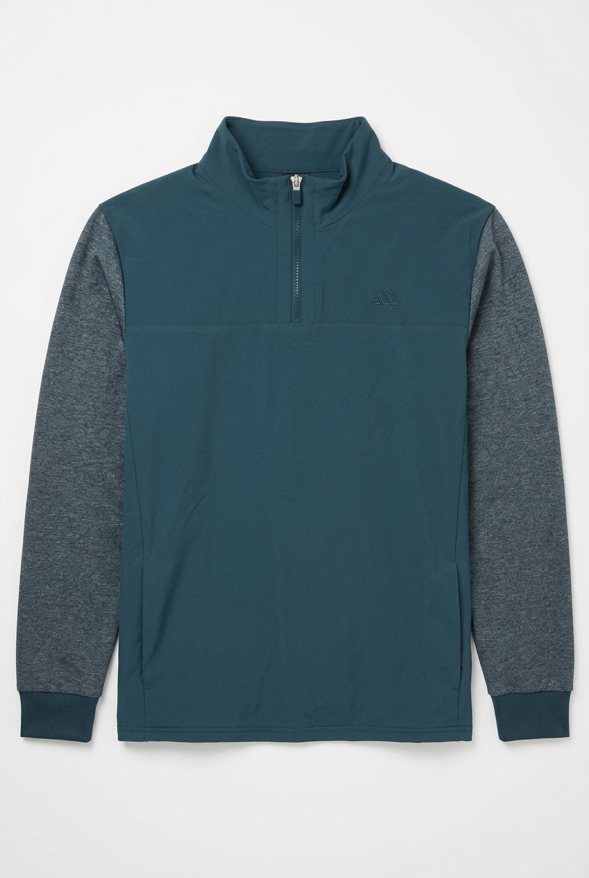Adidas Mens Go To Long Sleeve 1/4 Zip Pullover - Teal - Skorzie