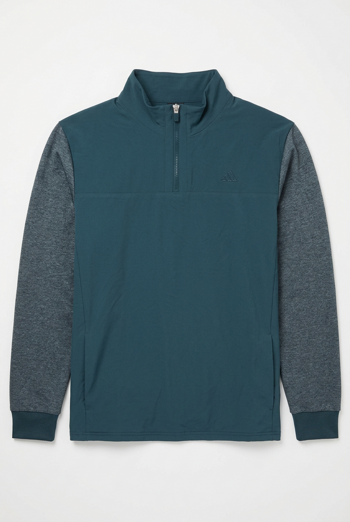 Adidas Mens Go To Long Sleeve 1/4 Zip Pullover - Teal - Skorzie