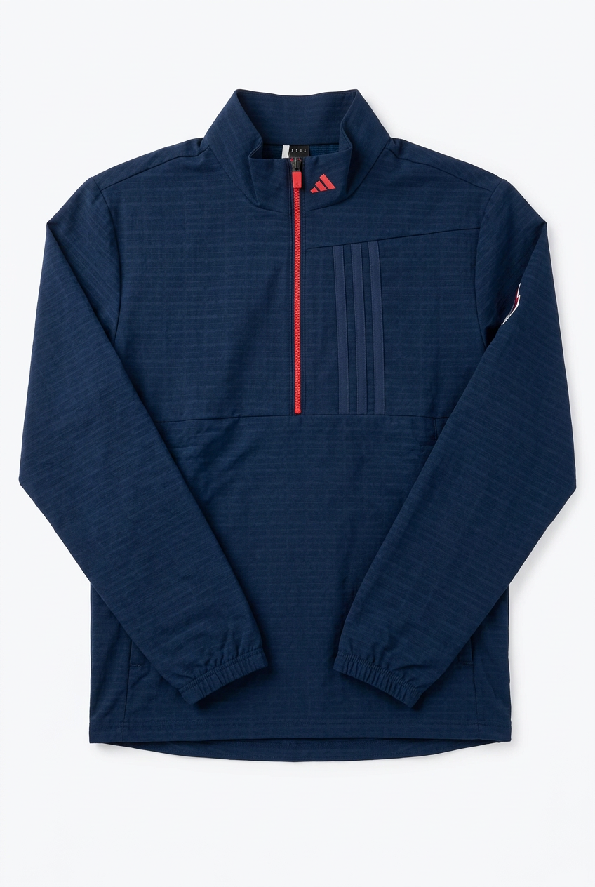 Adidas Mens Wind Ready Long Sleeve Zip Pullover - Navy/Red - Skorzie