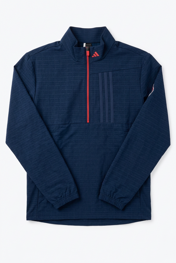 Adidas Mens Wind Ready Long Sleeve Zip Pullover - Navy/Red - Skorzie