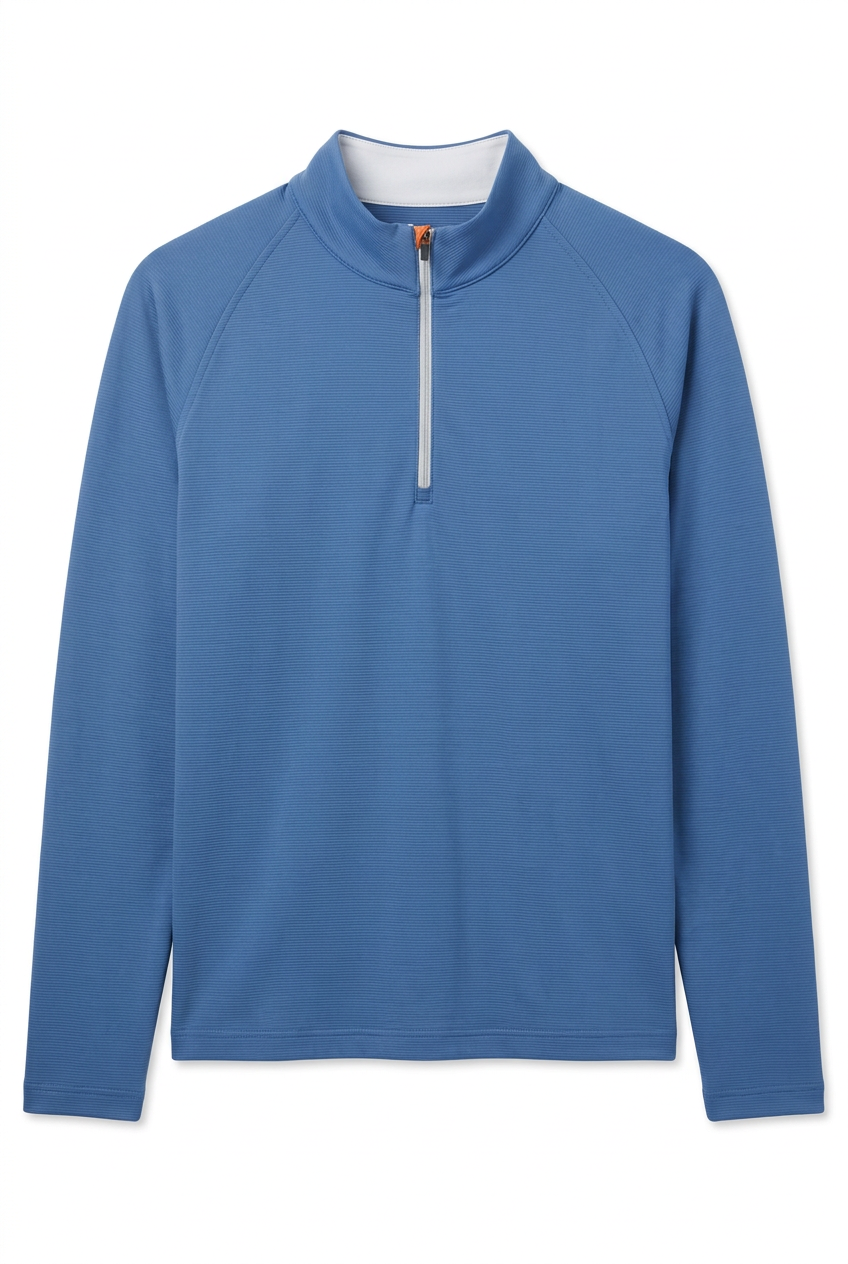 Donald Ross Mens Long Sleeve Niall Zip Pullover - Denim Blue - Skorzie