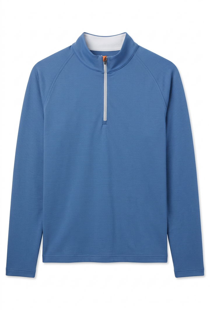 Donald Ross Mens Long Sleeve Niall Zip Pullover - Denim Blue - Skorzie