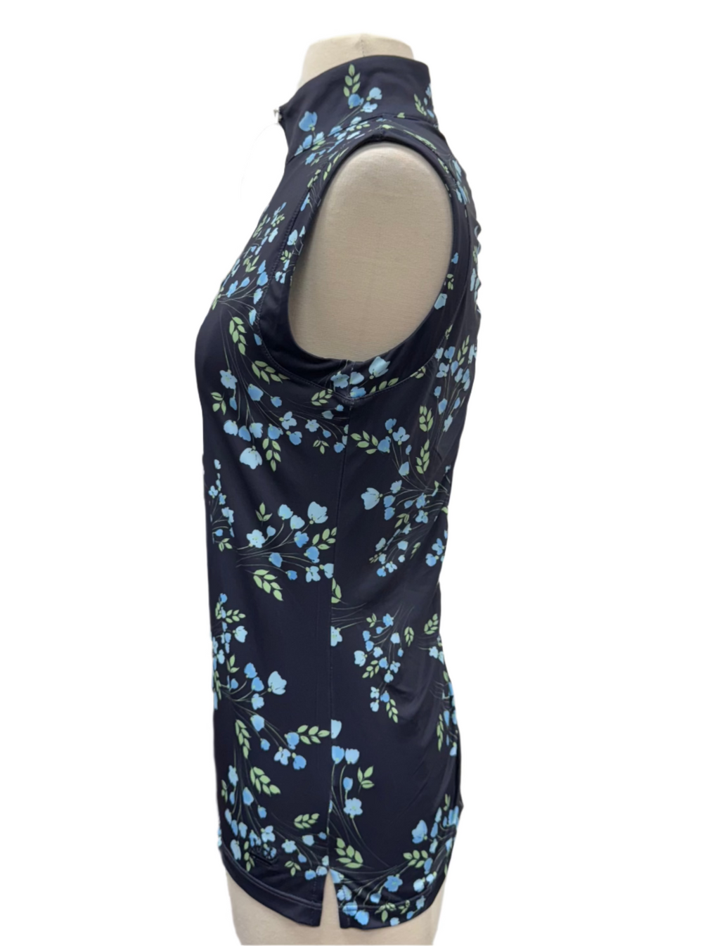 Kastel Denmark Ruched Back Sleeveless 1/4 Zip Shirt - Navy Rosebud - Skorzie