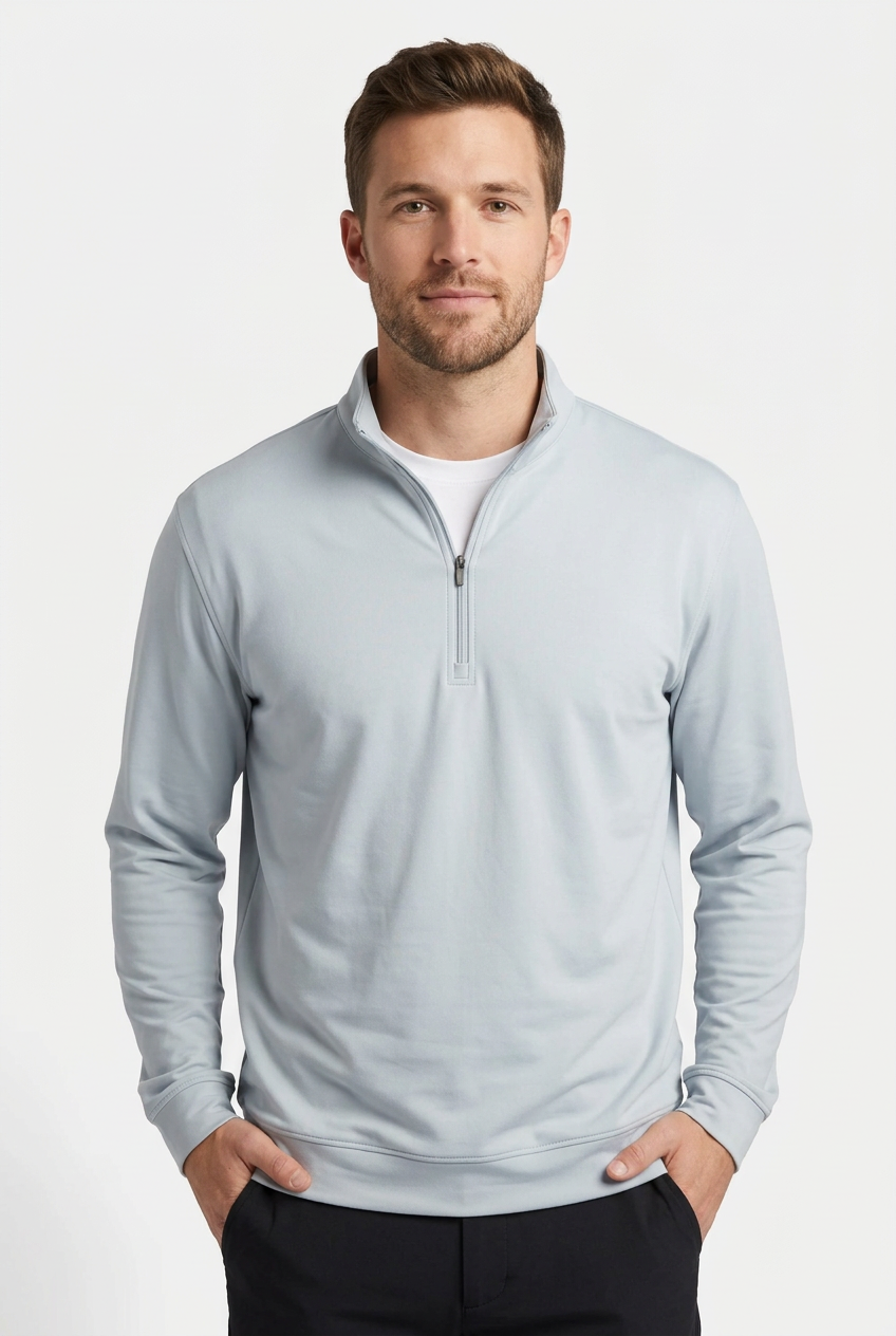 Donald Ross Mens Long Sleeve Falkirk Zip Pullover - Heather Grey - Skorzie