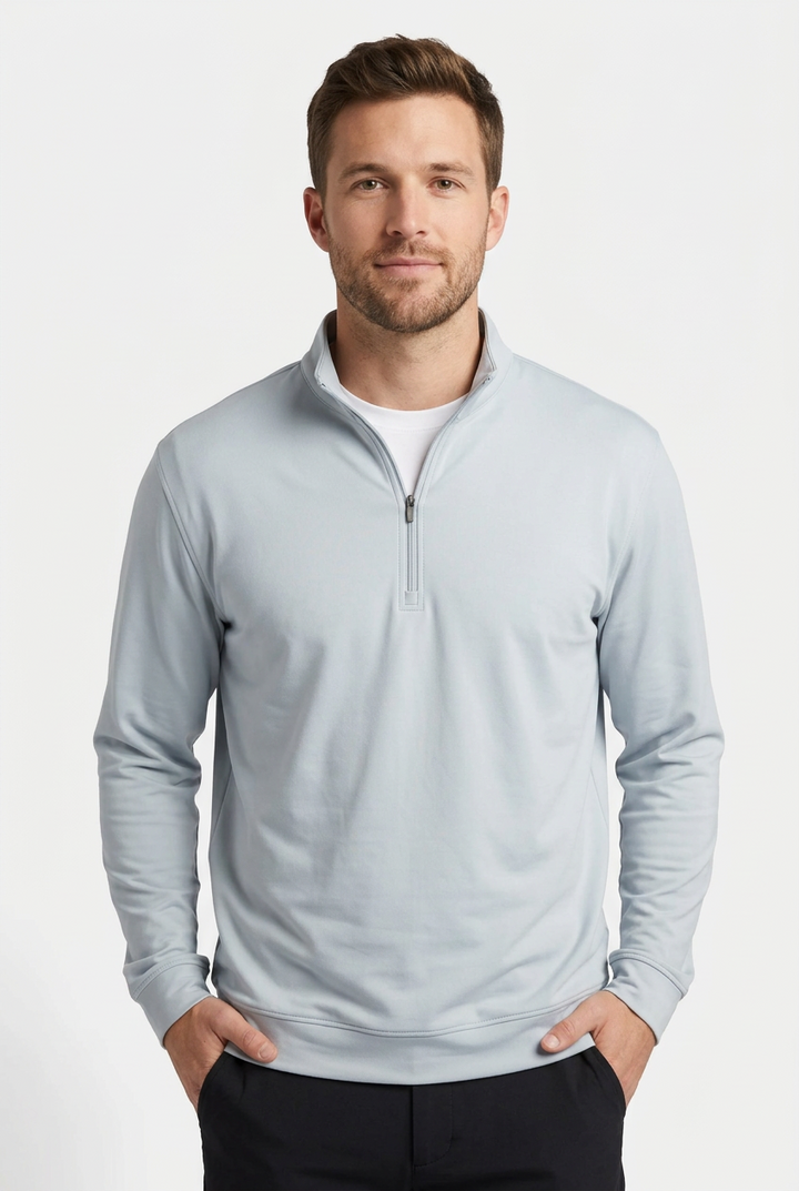Donald Ross Mens Long Sleeve Falkirk Zip Pullover - Heather Grey - Skorzie