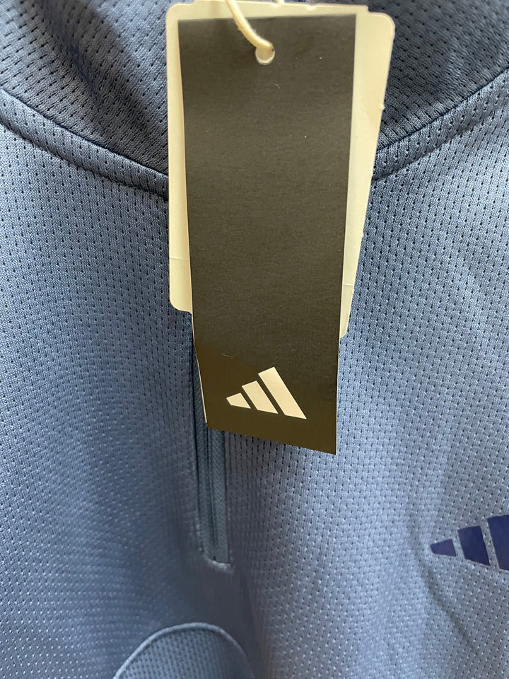 Adidas Mens Textured Long Sleeve Quarter Zip Mock - Stormy Blue - Skorzie